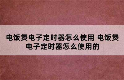 电饭煲电子定时器怎么使用 电饭煲电子定时器怎么使用的